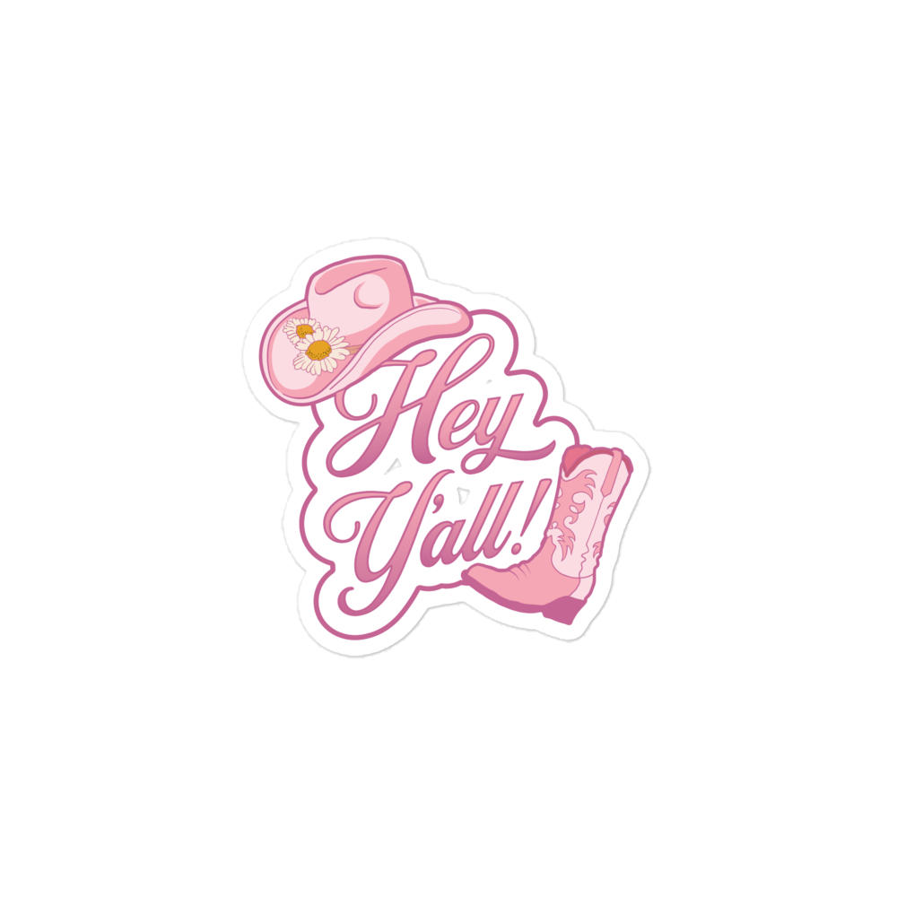 Hey Y'all Hat 'N Boot Sticker