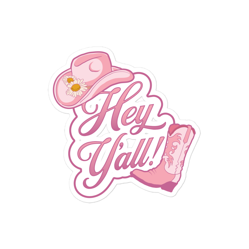 Hey Y'all Hat 'N Boot Sticker